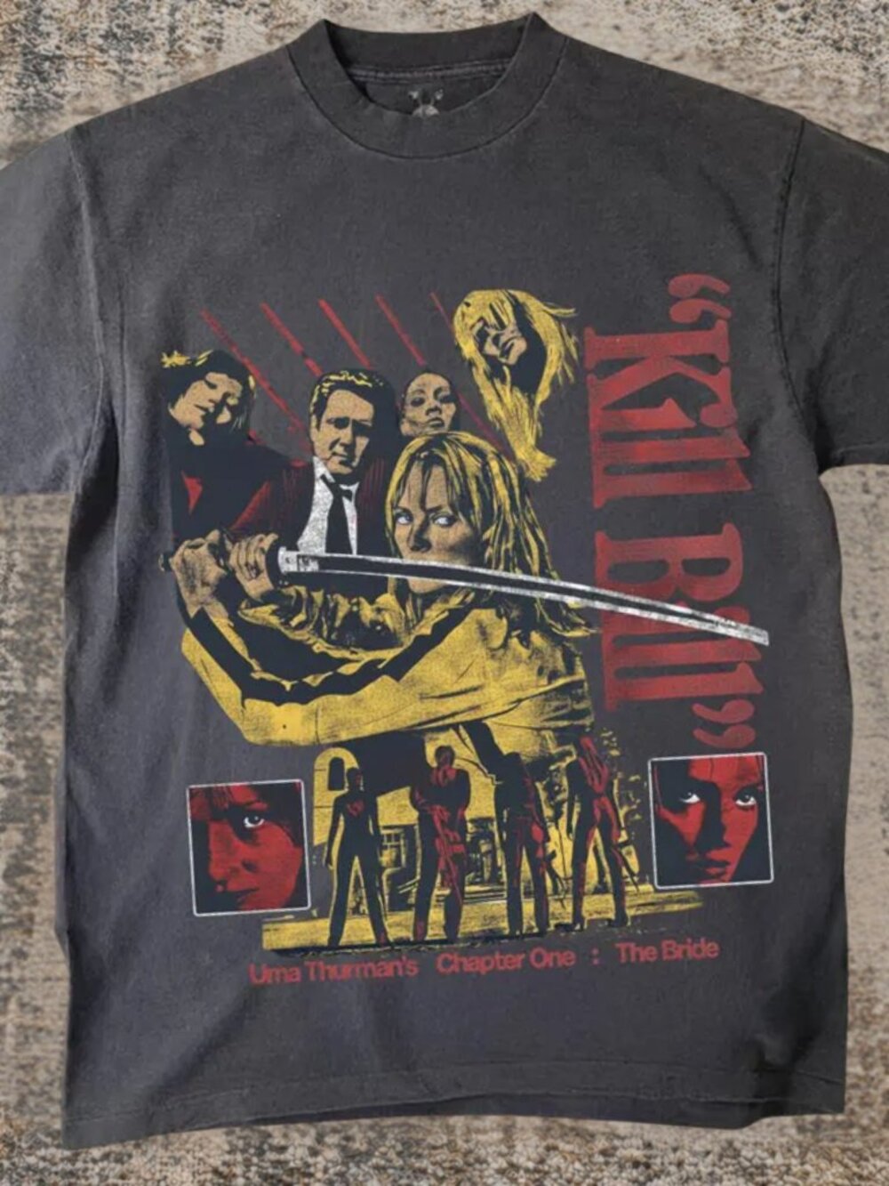 Washed Black The Bride Katana Action Cinema Graphic T-Shirt
